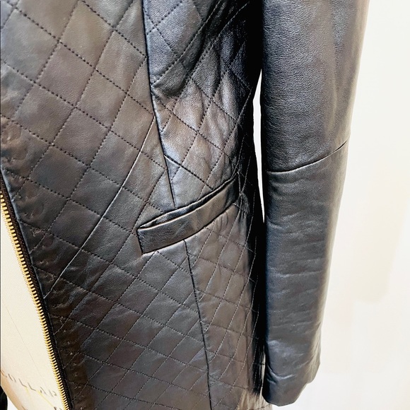 NWT Lambskin Quilted Leather Car Coat - Picture 5 of 12